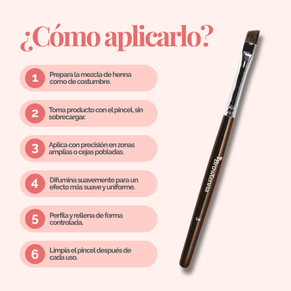 Brush superfine #3, BrowXenna® cerdas ultra finas y mango ergonómico diseñados para aplicación precisa de henna y maquillaje en cejas para técnicos de belleza exigentes.