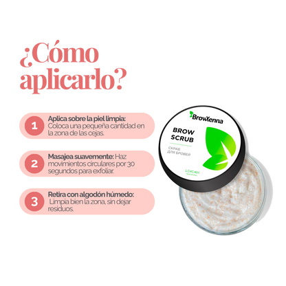 BrowXenna Enzyme Brow Scrub exfoliante profesional cejas limpieza suave pre‑tinte henna salon beauty 50 g envase