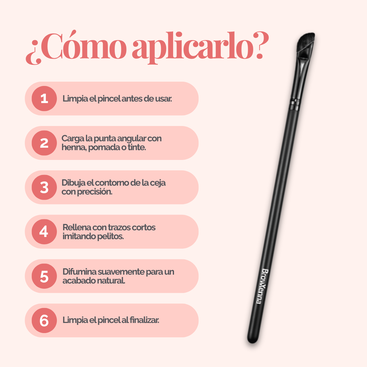 Eyebrow brush #9 "Saber" BrowXenna® 
cerdas ultra finas y mango ergonómico diseñados para aplicación precisa de henna y maquillaje en cejas para técnicos de belleza exigentes.