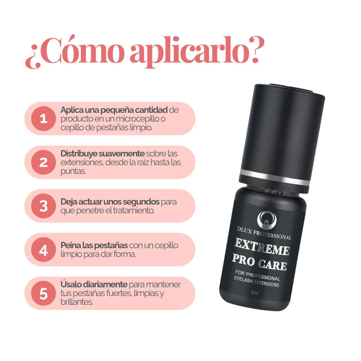 Adhesivo DLUX Pro Care profesional secado 2‑4 s retención 5‑6 semanas ingredientes seguros Ethyl Cyanoacrylate Polymethylmethacrylate