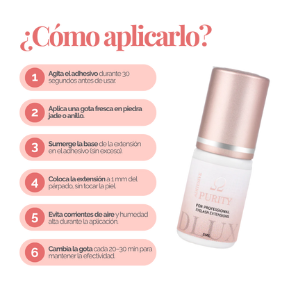 Adhesivo Purity Omega DLUX profesional secado 1‑2 s retención hasta 8 semanas baja emisión