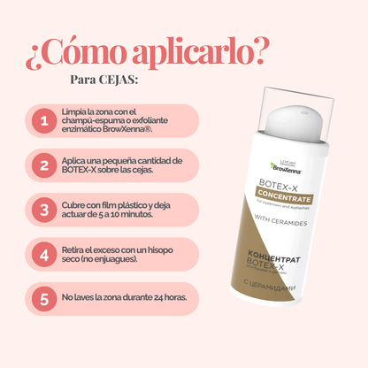 BOTEX‑X BrowXenna® 10 ml, concentrado reparador profesional para cejas y pestañas con ceramidas, ácido hialurónico y aloe vera, fortalecimiento y restauración capilar de alta gama.