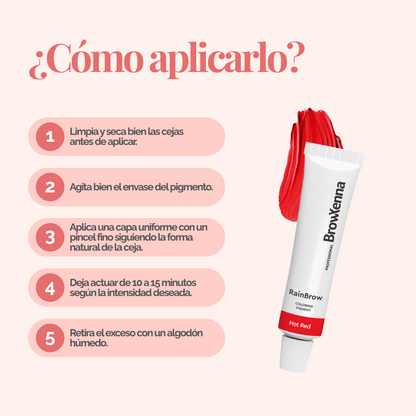 Frasco de 30 ml de Pigmento Directo BrowXenna RainBrow para cejas – fórmula sin oxidante, con textura cremosa y tonos vibrantes para tintado preciso.