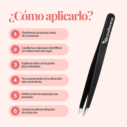 Pinzas Profesionales para Cejas BrowXenna® con punta biselada y afilado manual para depilación de precisión técnica