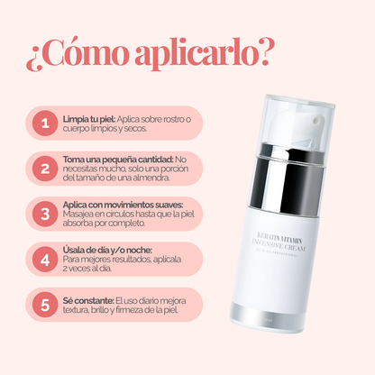 Keratin Vitamin Intensive Cream de DLUX, diseño elegante, textura cremosa ligera, ideal para cuidado post‑lifting de pestañas y cejas