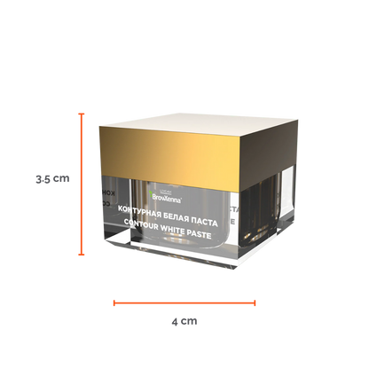 Envase de pasta blanca BrowXenna Contour White Paste 10 g, pasta cremosa para definir contornos de cejas y lograr simetría y precisión en tratamientos profesionales de coloración y laminación
