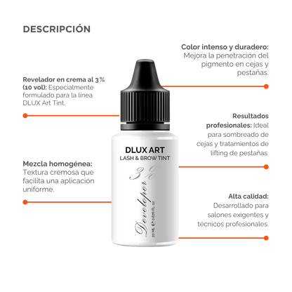 DLUX Art Lash & Tinte Developer 3%, Activador de tinte para cejas y pestañas