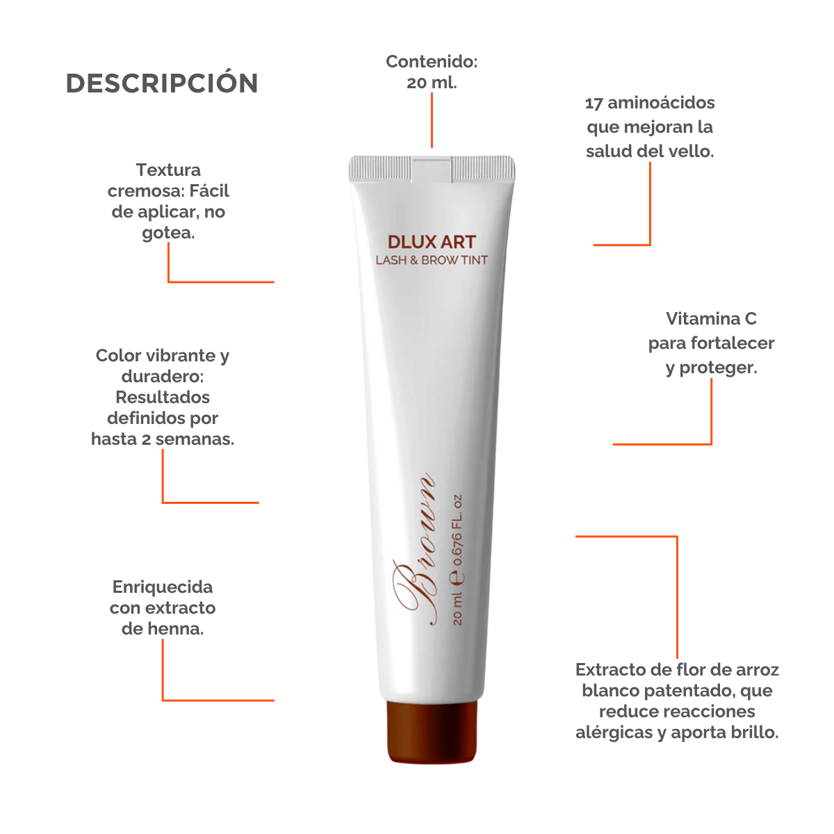 DLUX ART Lash & Brow Tint Brown - Tinte para cejas