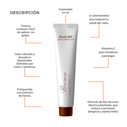 DLUX ART Lash & Brow Tint Brown - Tinte para cejas