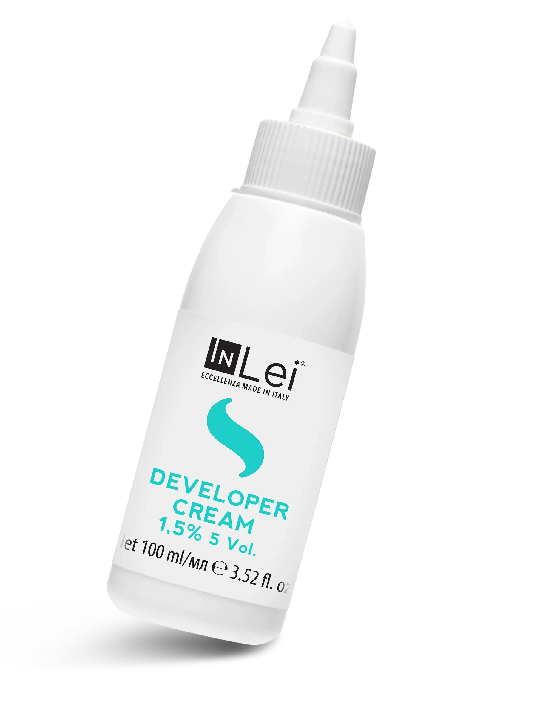 Botella de 100 ml de InLei Developer Cream 1.5 % 5 VOL, activador en crema para tintes de cejas y pestañas, hecho en Italia, envase elegante