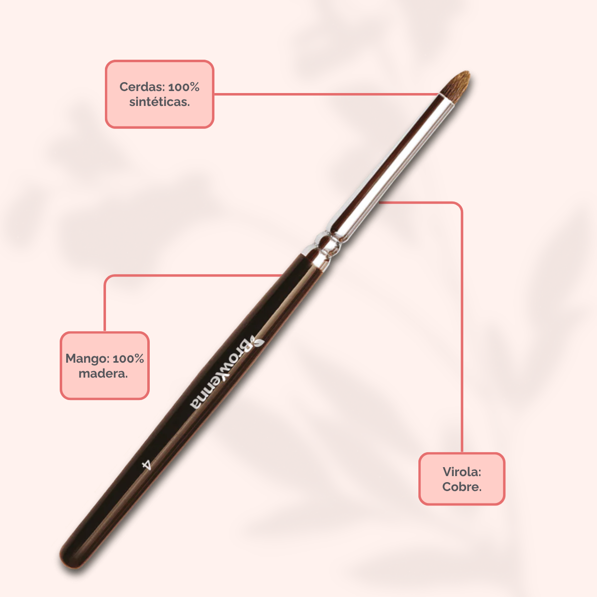 Brush superfine #4, BrowXenna® cerdas ultra finas y mango ergonómico diseñados para aplicación precisa de henna y maquillaje en cejas para técnicos de belleza exigentes.