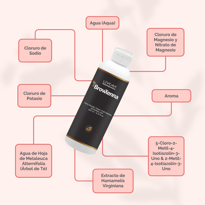 Two Phase Tonic BrowXenna 200 ml-solución bifásica profesional para eliminar henna y tintes de cejas de forma efectiva, suave e hidratante, ideal para preparaciones y correcciones en cabina.
