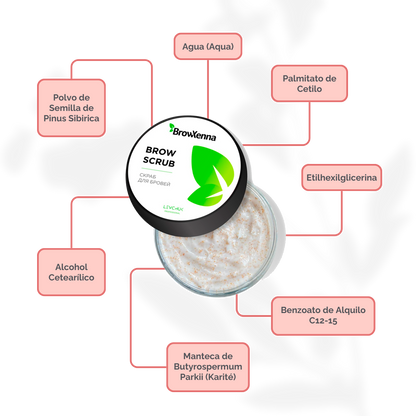 BrowXenna Enzyme Brow Scrub exfoliante profesional cejas limpieza suave pre‑tinte henna salon beauty 50 g envase