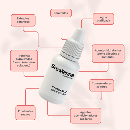 Protector Brow Guard gel protector para laminar cejas BrowXenna® 15 ml, gel profesional que crea barrera cutánea para piel sensible en procedimientos técnicos.
