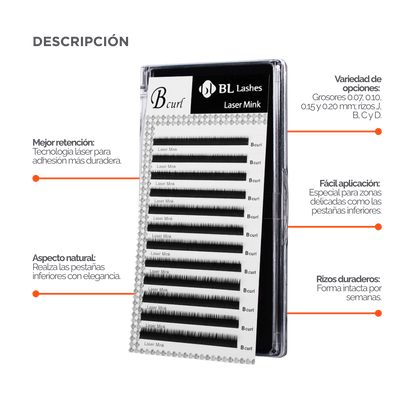 Extensiones Super Flat Lash 0.15 (Marron Obscuro) MIX