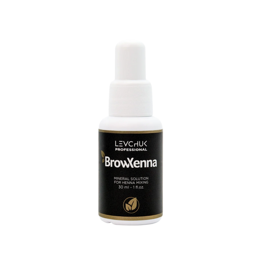 Mineral solution for henna mixing 30 ml, BrowXenna activador profesional y puro, formulado para mezclar con henna de cejas, que potencia la pigmentación y duración sin impurezas.