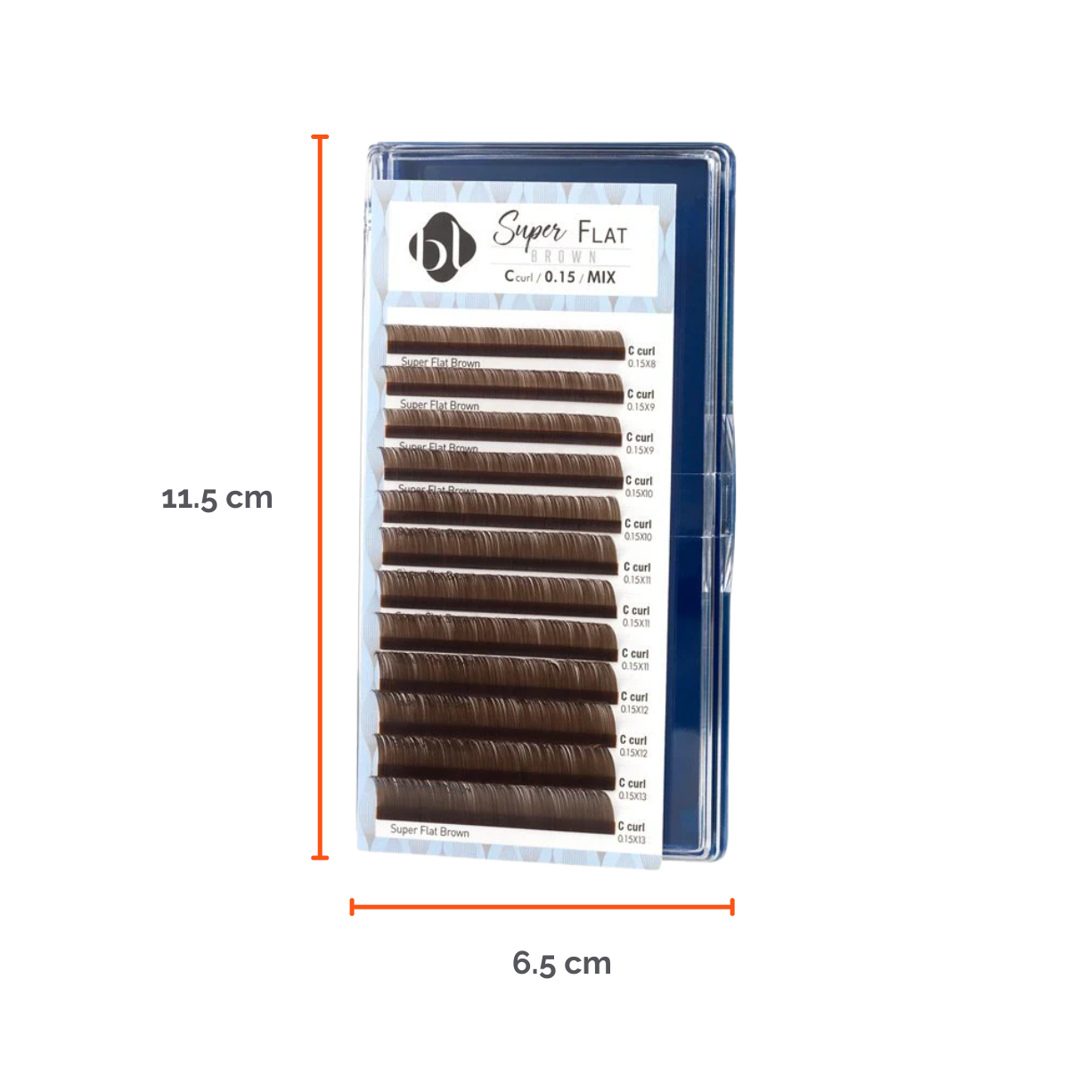 Extensiones Super Flat Lash 0.15 (Marron Obscuro) MIX