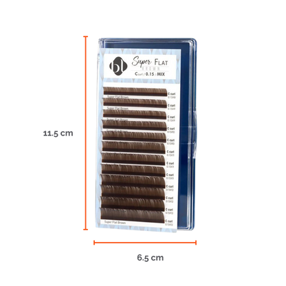 Extensiones Super Flat Lash 0.15 (Marron Obscuro) MIX