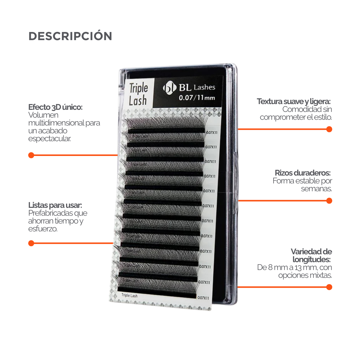 Extensión de pestaña Triple Lash- Volumen Tecnológico Curvatura D