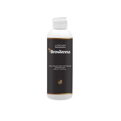 Two Phase Tonic BrowXenna 200 ml-solución bifásica profesional para eliminar henna y tintes de cejas de forma efectiva, suave e hidratante, ideal para preparaciones y correcciones en cabina.