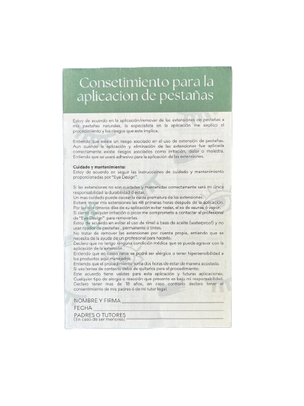 Block de Información de Cliente Eye Design