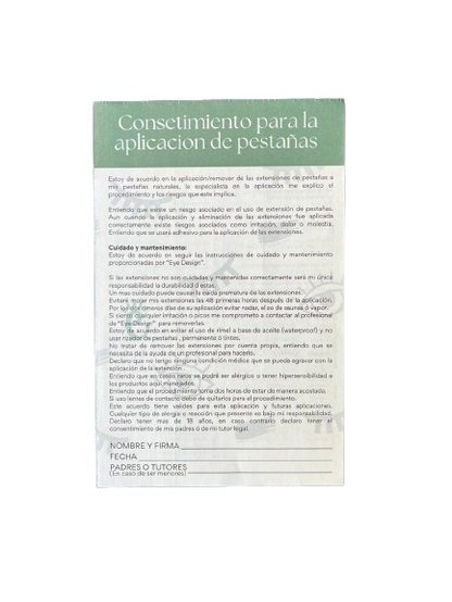 Block de Información de Cliente Eye Design