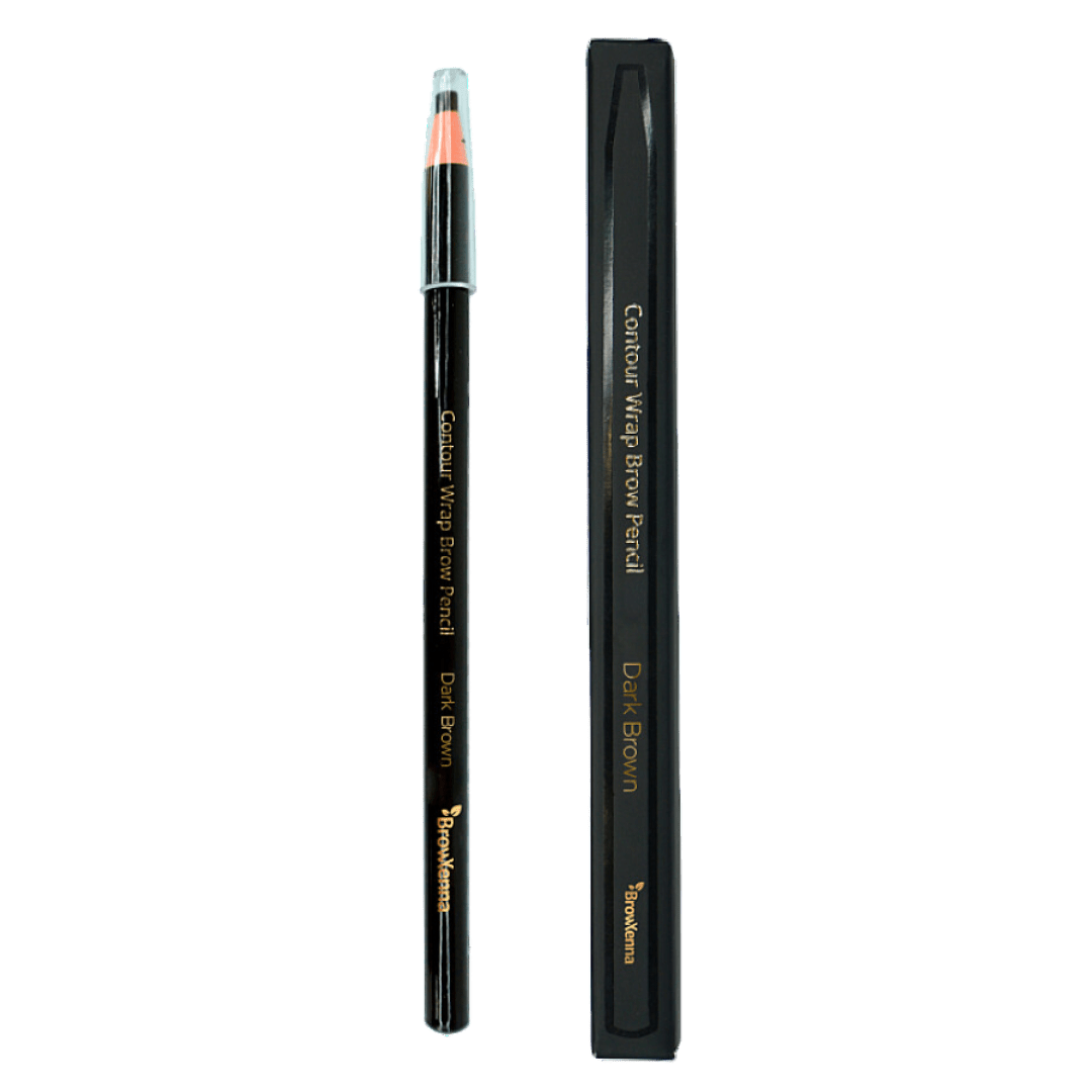 Lápiz para cejas Contour Wrap BrowXenna® en tono Ebony, resistente al agua y de larga duración, ideal para una definición precisa y natural de las cejas.
